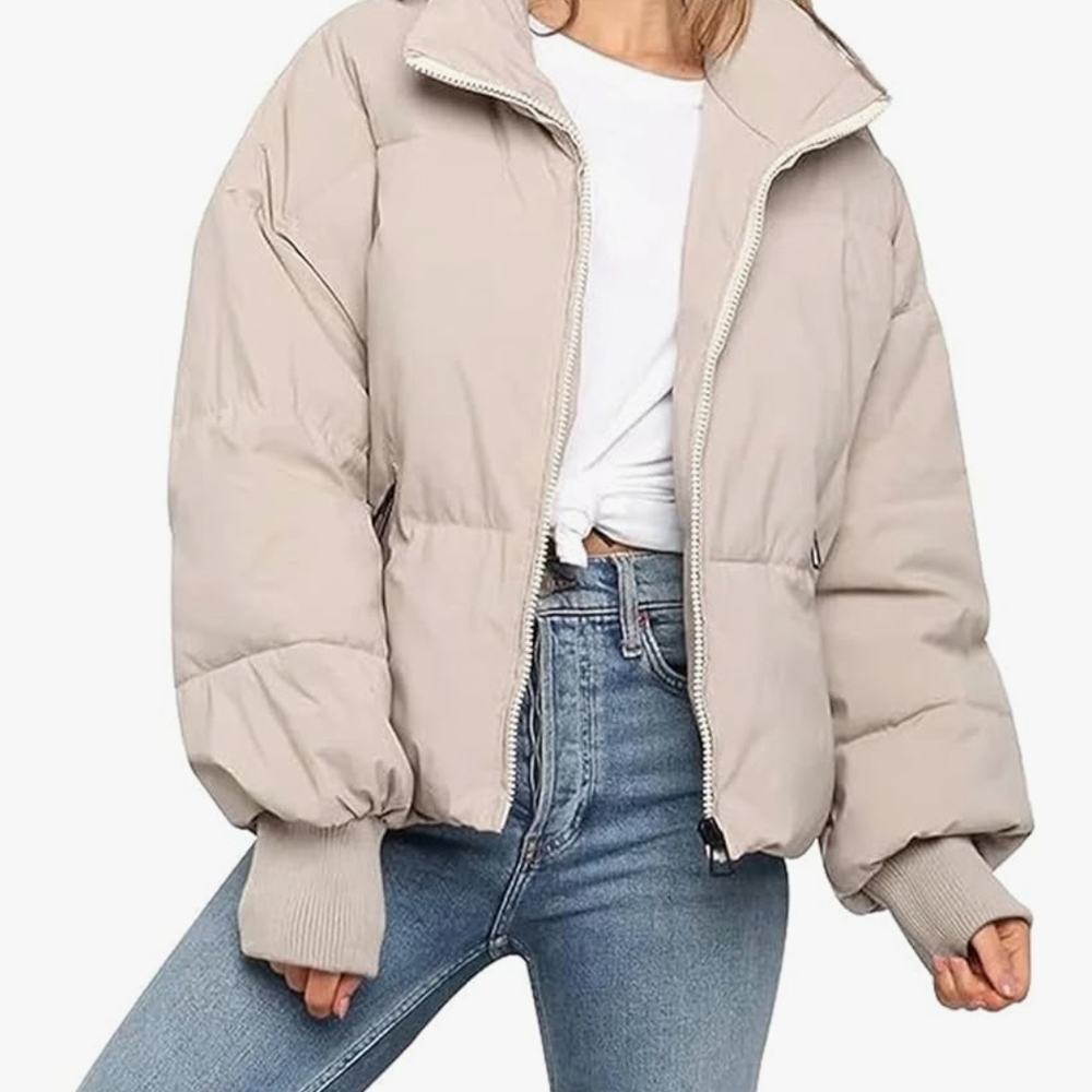 Women's Beige Puffer Jacket